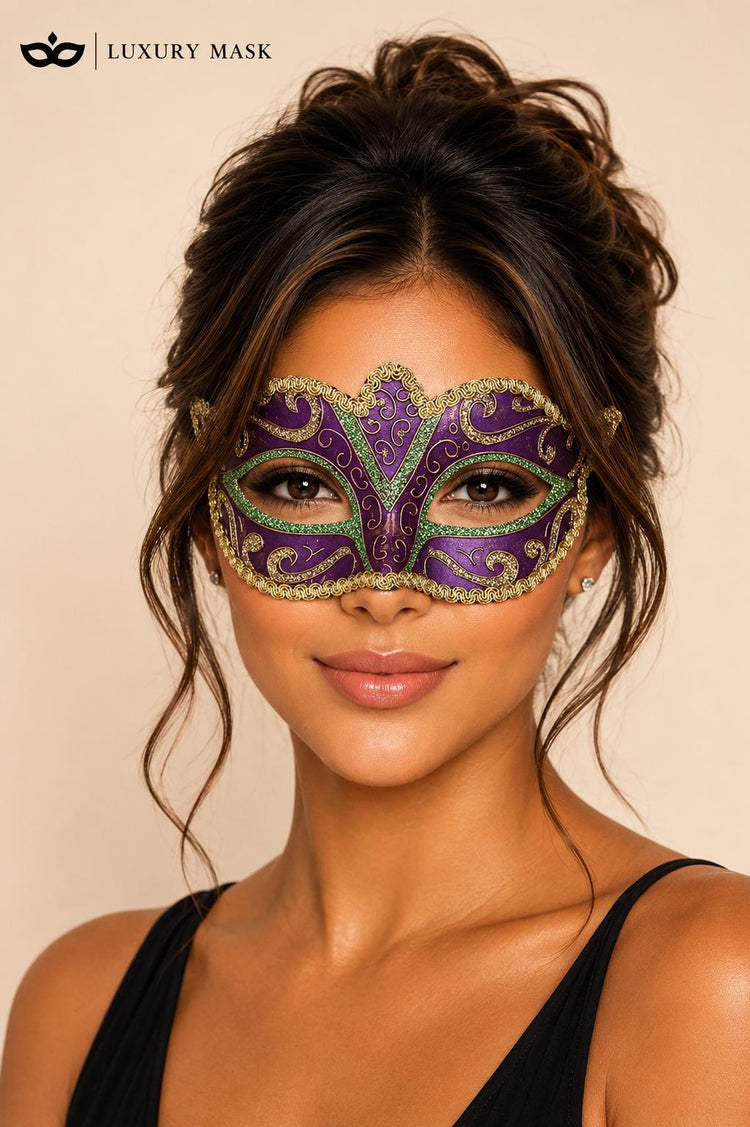 Gold Green masquerade mask for women