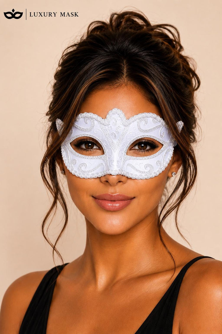 White masquerade mask for women