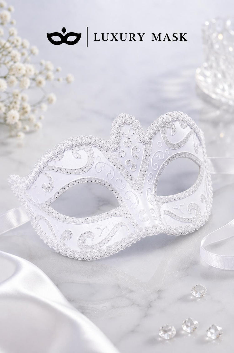 White masquerade mask for women product view 4