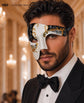 Black Gold Antique-Style Phantom of the Opera Half Face Venetian Masquerade Mask for Men | Vintage Mask for Mardi Gras, Halloween & Costume Parties product view 4