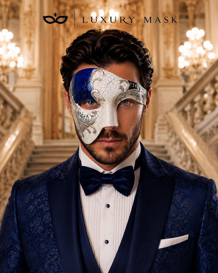 Blue Silver Venetian Masquerade Mask