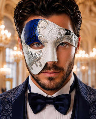 Blue Silver Venetian Masquerade Mask