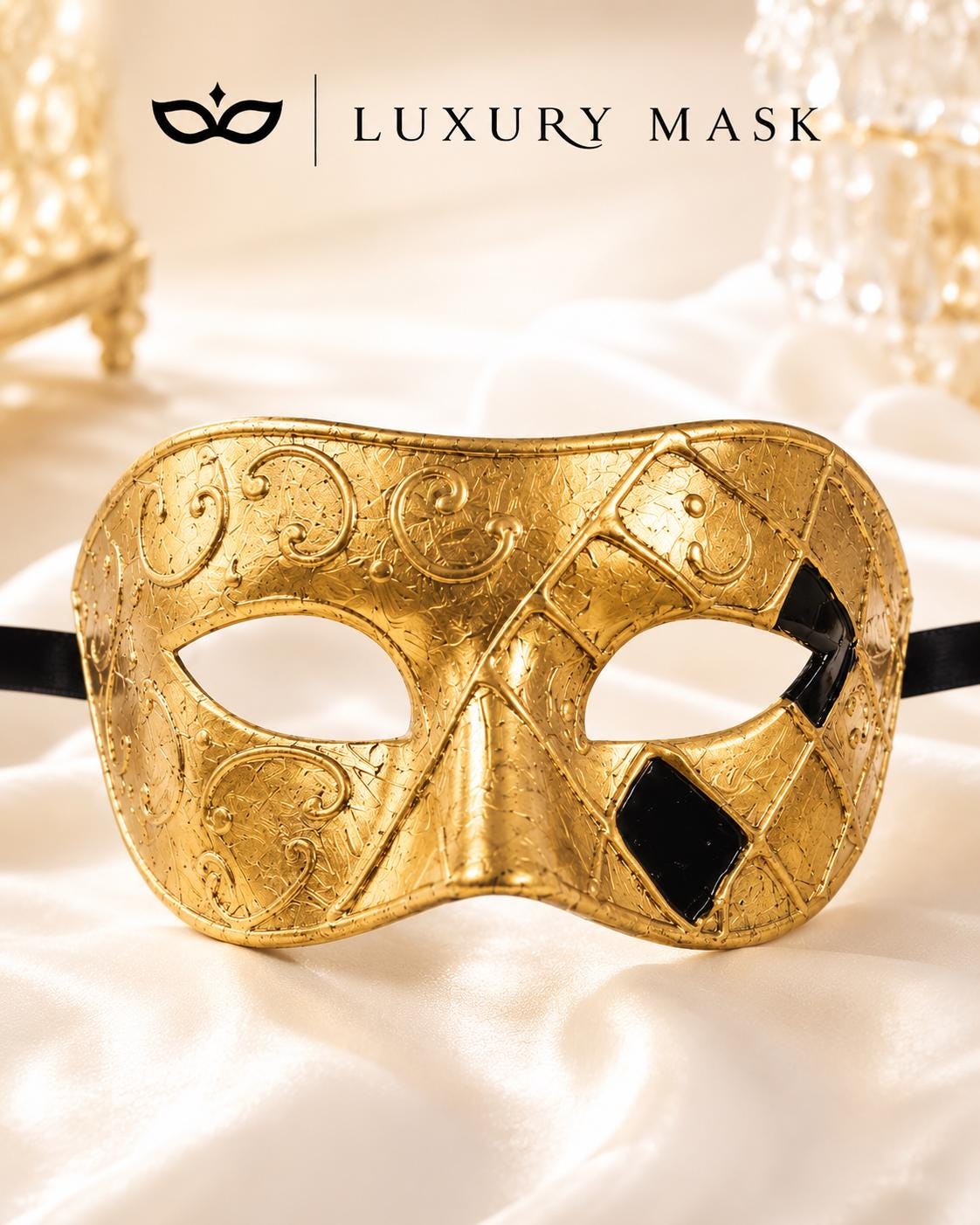 Gold masquerade mask for men product view 5