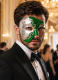 Silver Green masquerade mask for men product view 2