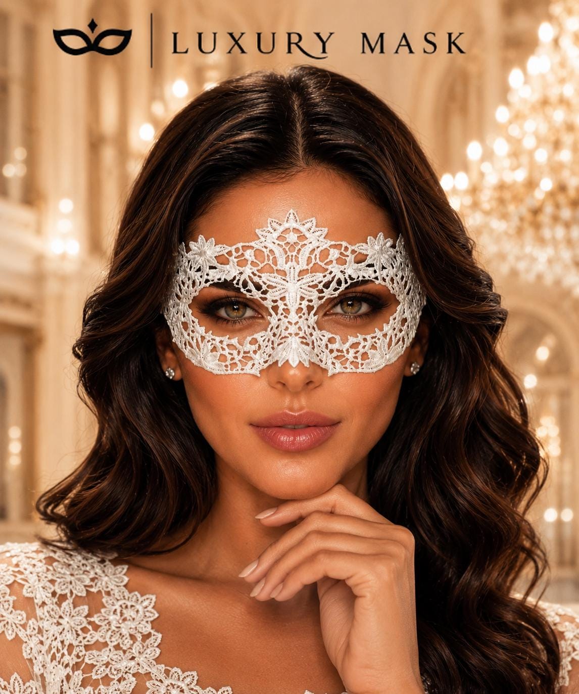 White Floral Lace Masquerade Mask