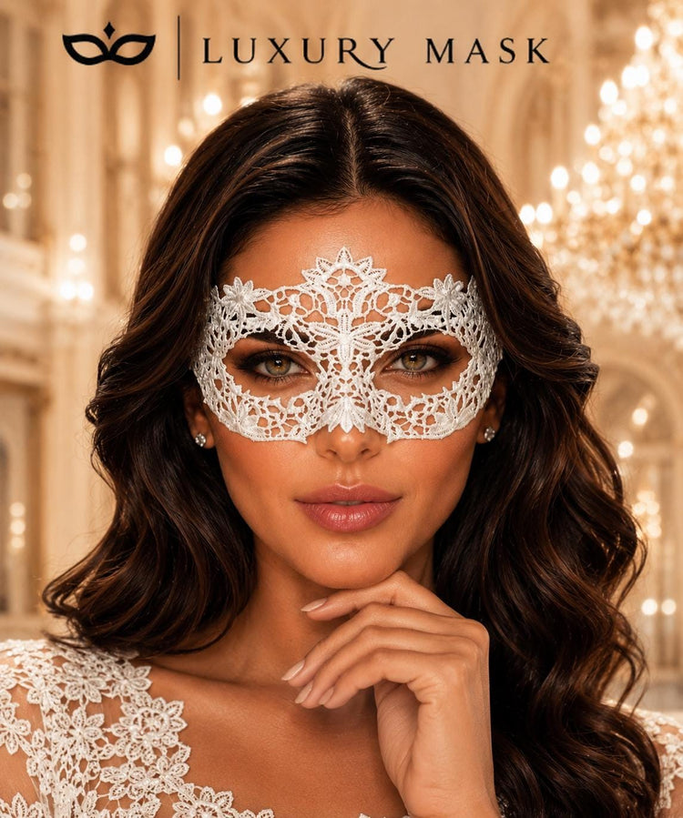 White Floral Lace Masquerade Mask