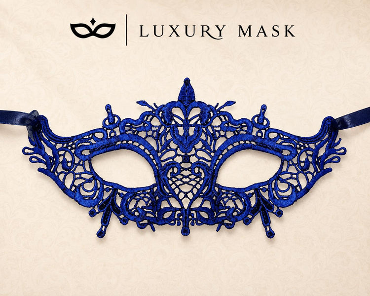 Blue Venetian Lace Mask
