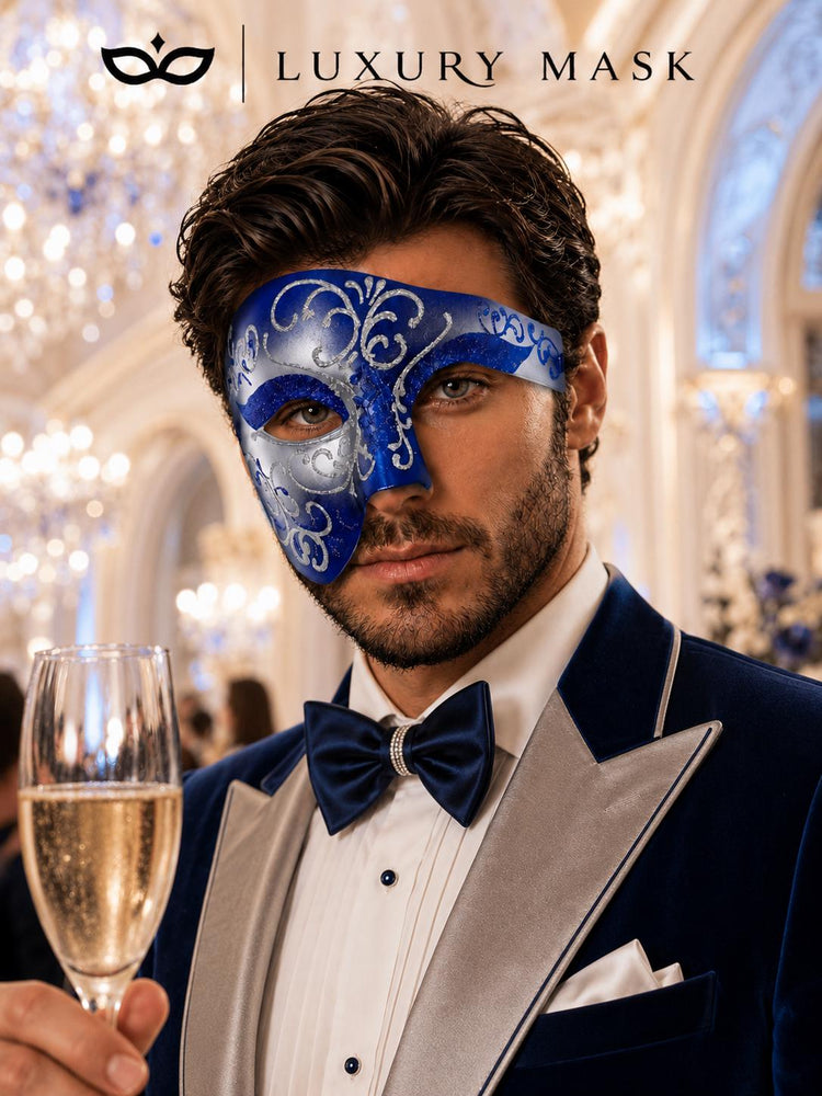 Blue Silver Phantom of the Opera Mask