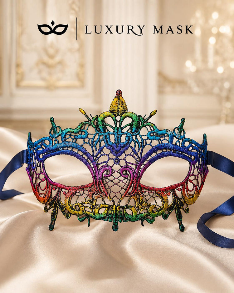 Rainbow Lace Masquerade Mask for Women