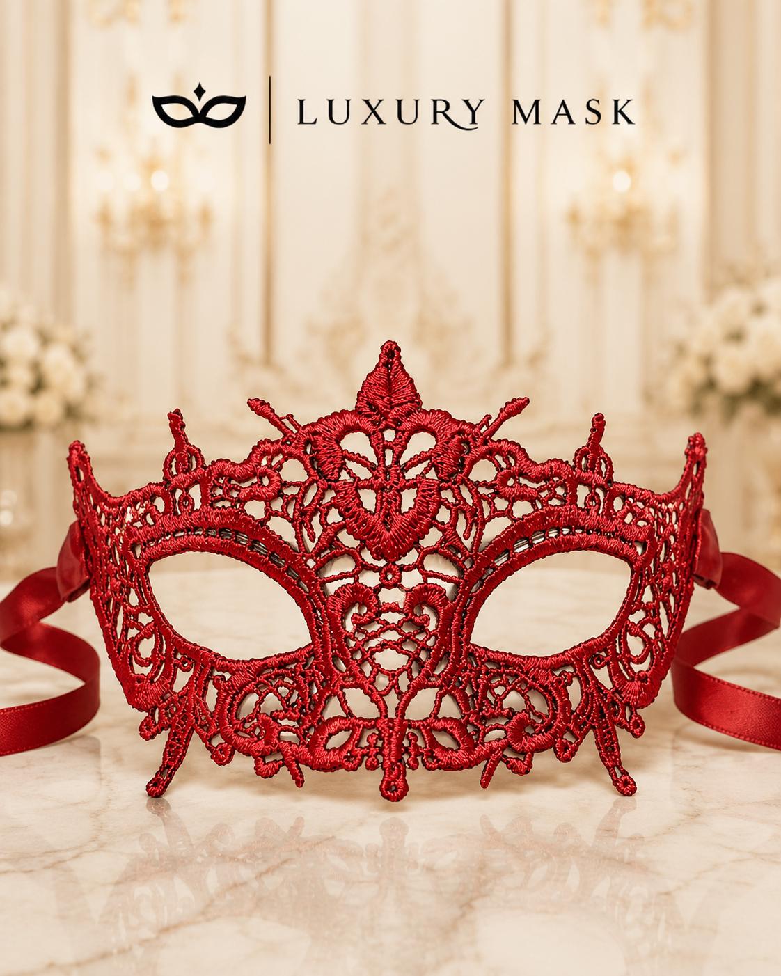 Red Lace Masquerade Mask for Women