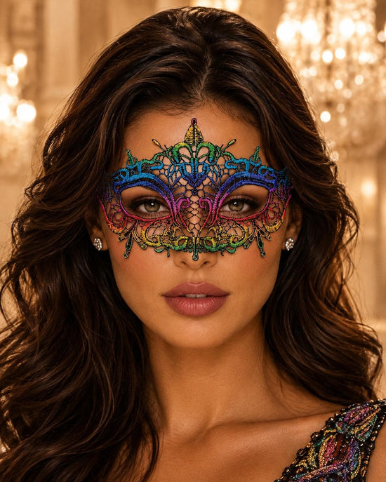 Rainbow Lace Masquerade Mask for Women