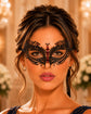 Black Red metal masquerade mask for women