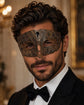 Black metal masquerade mask for men