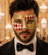 Red Gold Checkered Venetian Mask For Men