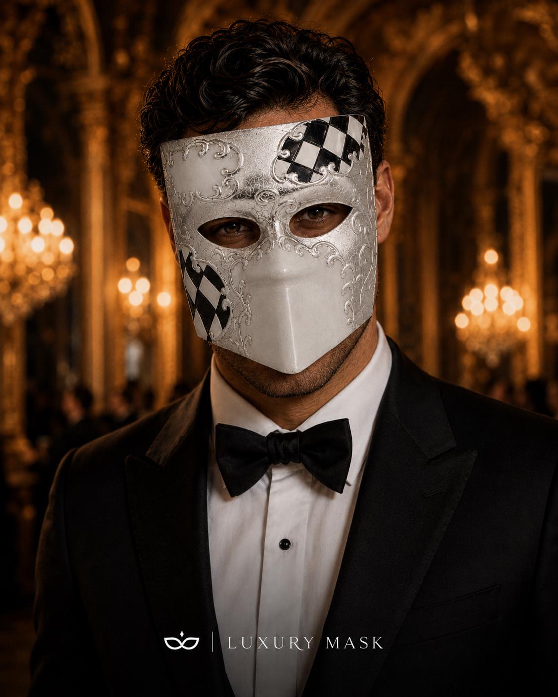 Black Silver masquerade mask product view 3