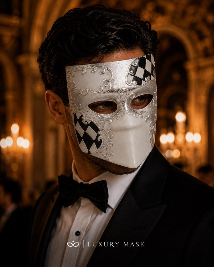 Black Silver masquerade mask product view 5