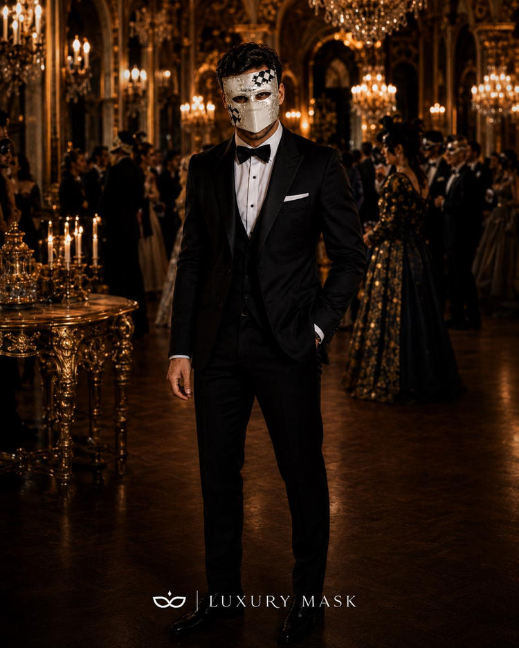 Black Silver masquerade mask product view 6