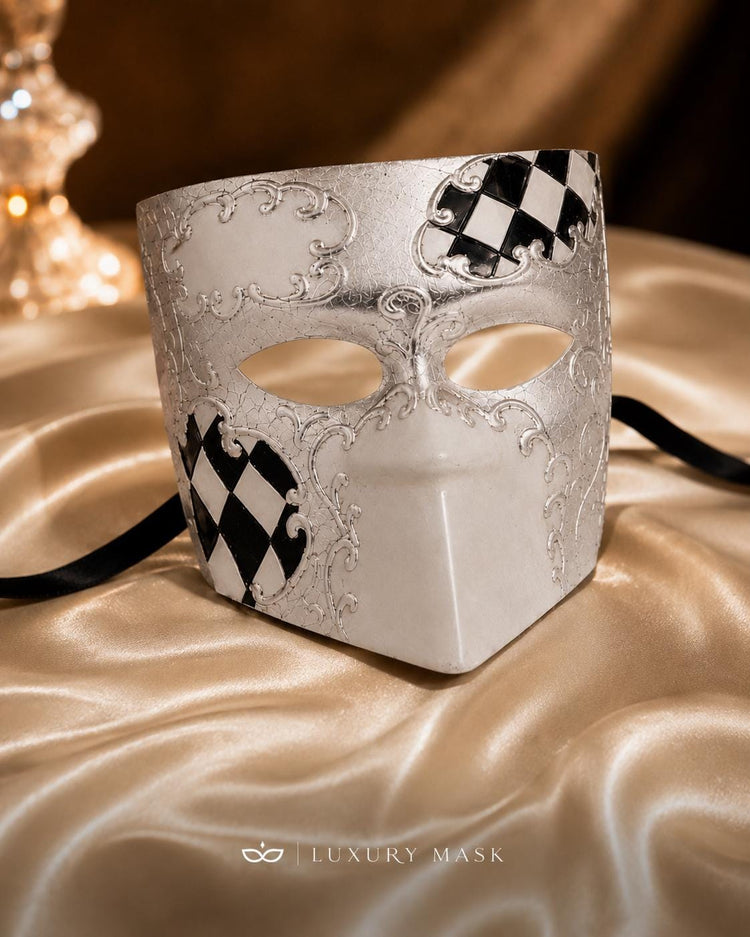 Black Silver masquerade mask product view 7