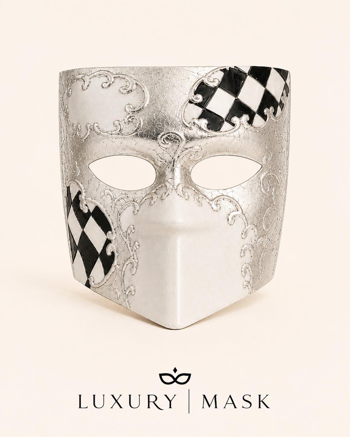 Black Silver masquerade mask product view 8