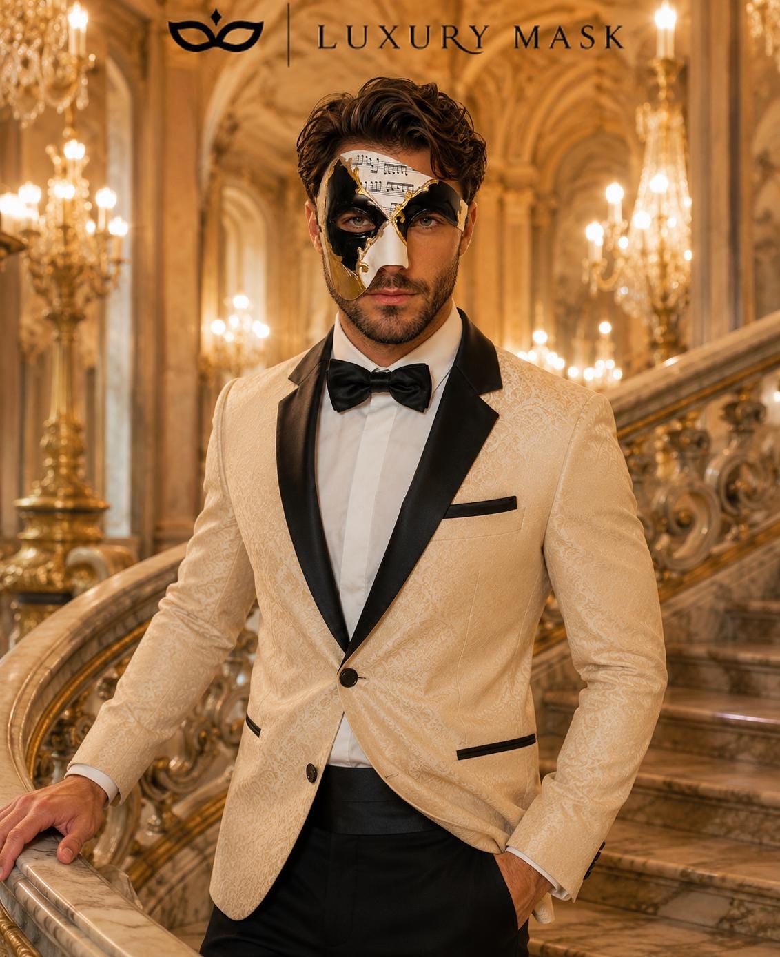 Gold Black Phantom of the Opera Mask
