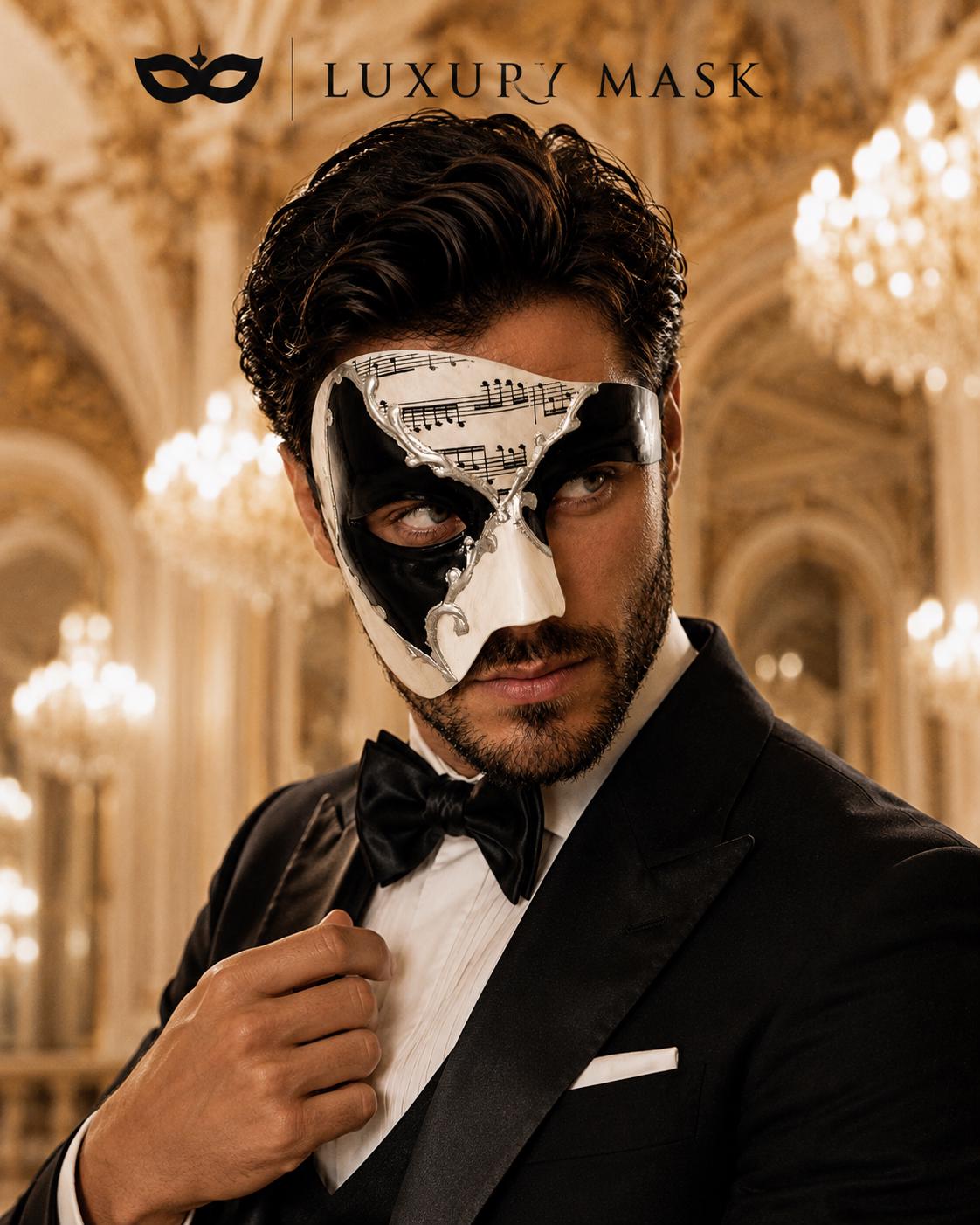 Silver Black Phantom of the Opera Mask