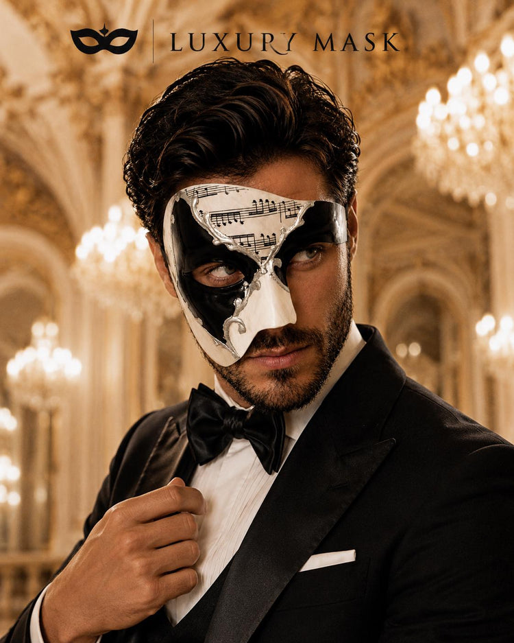 Silver Black Phantom of the Opera Mask