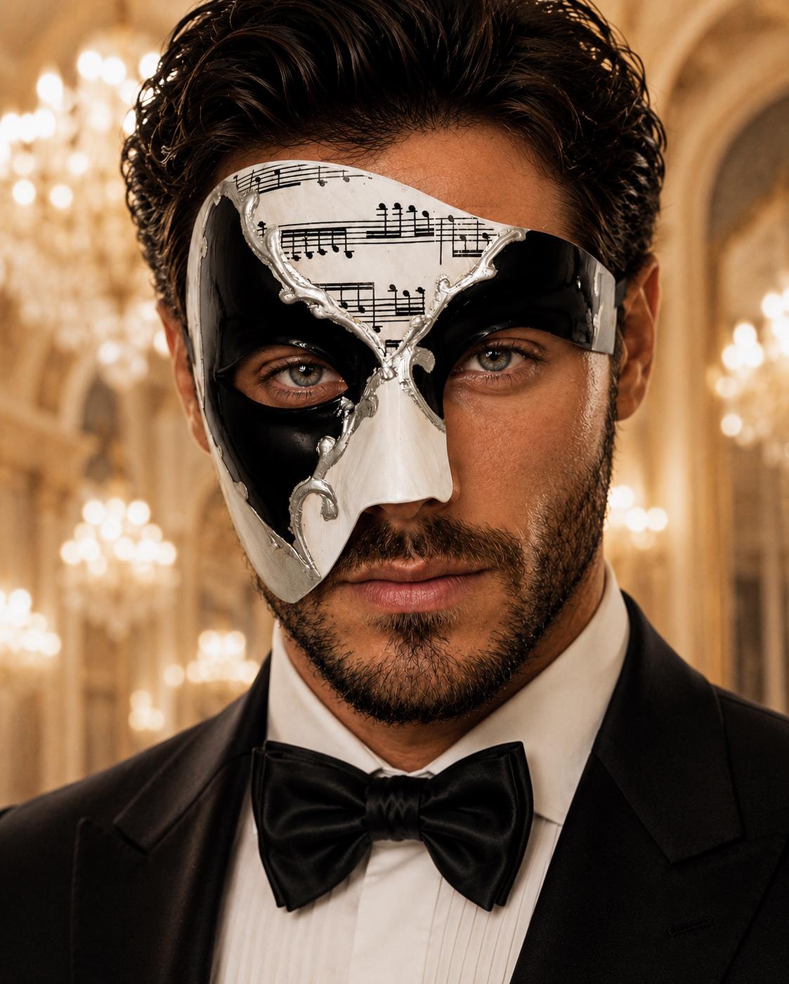 Silver Black Phantom of the Opera Mask