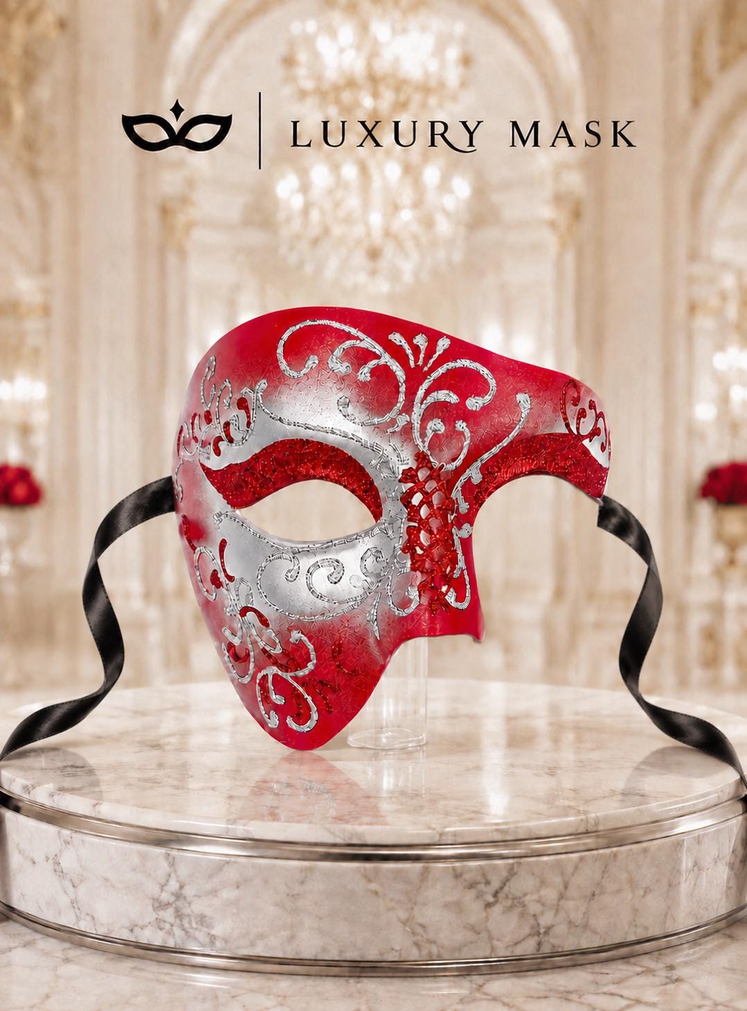 Red Silver Phantom of the Opera Mask