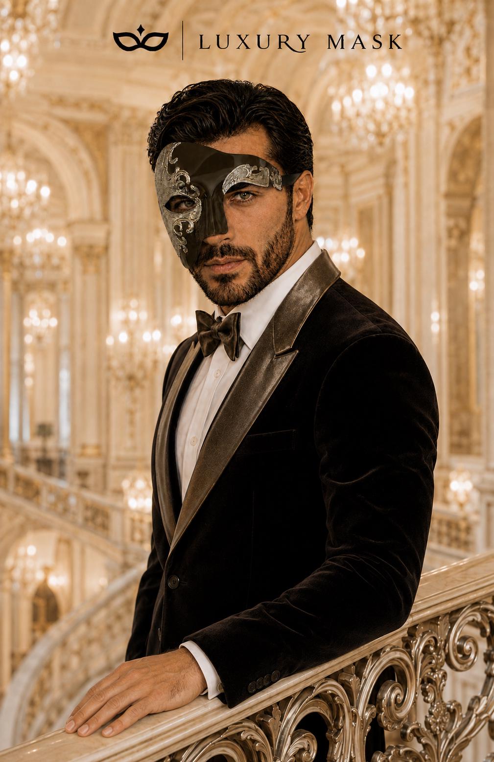 Mocha Silver Phantom of the Opera Mask