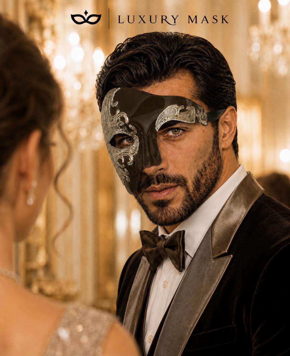 Mocha Silver Phantom of the Opera Mask