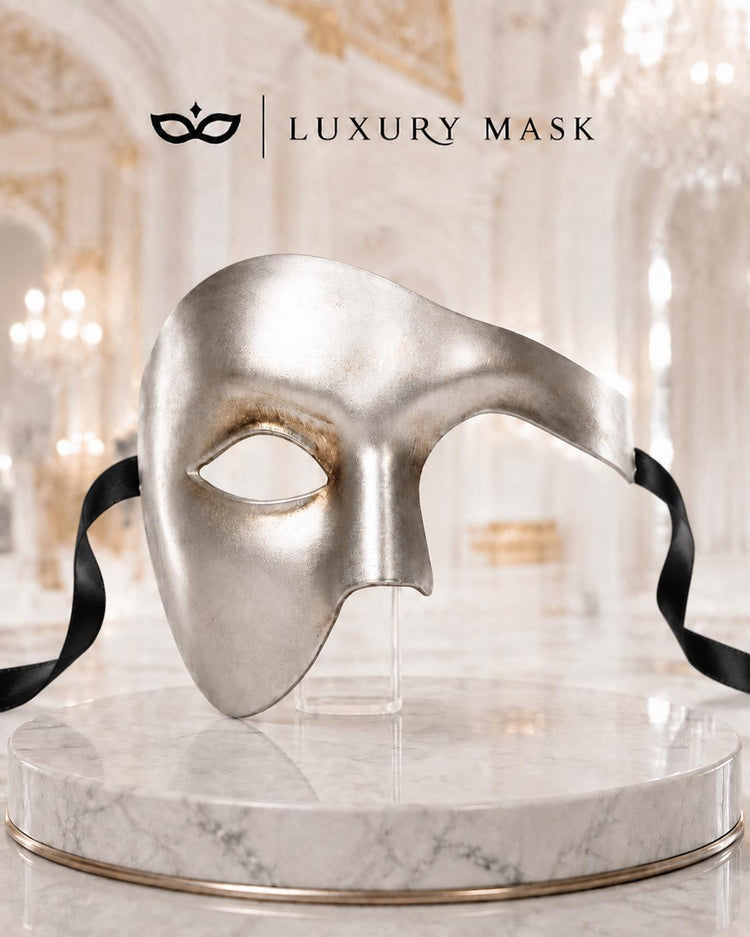 Solid Silver Phantom of the Opera Mask for Men