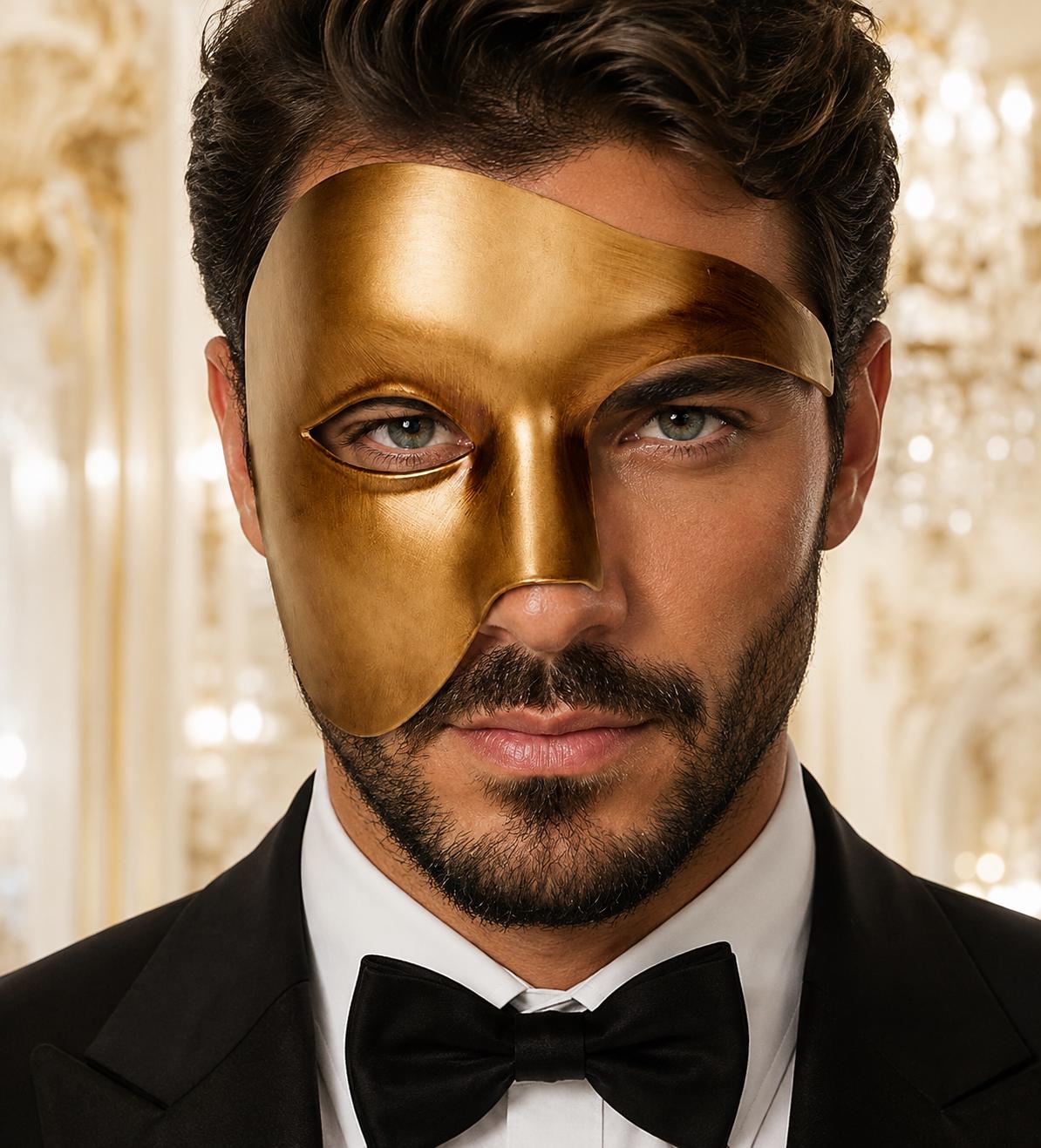 Gold Phantom Masquerade Mask for Men
