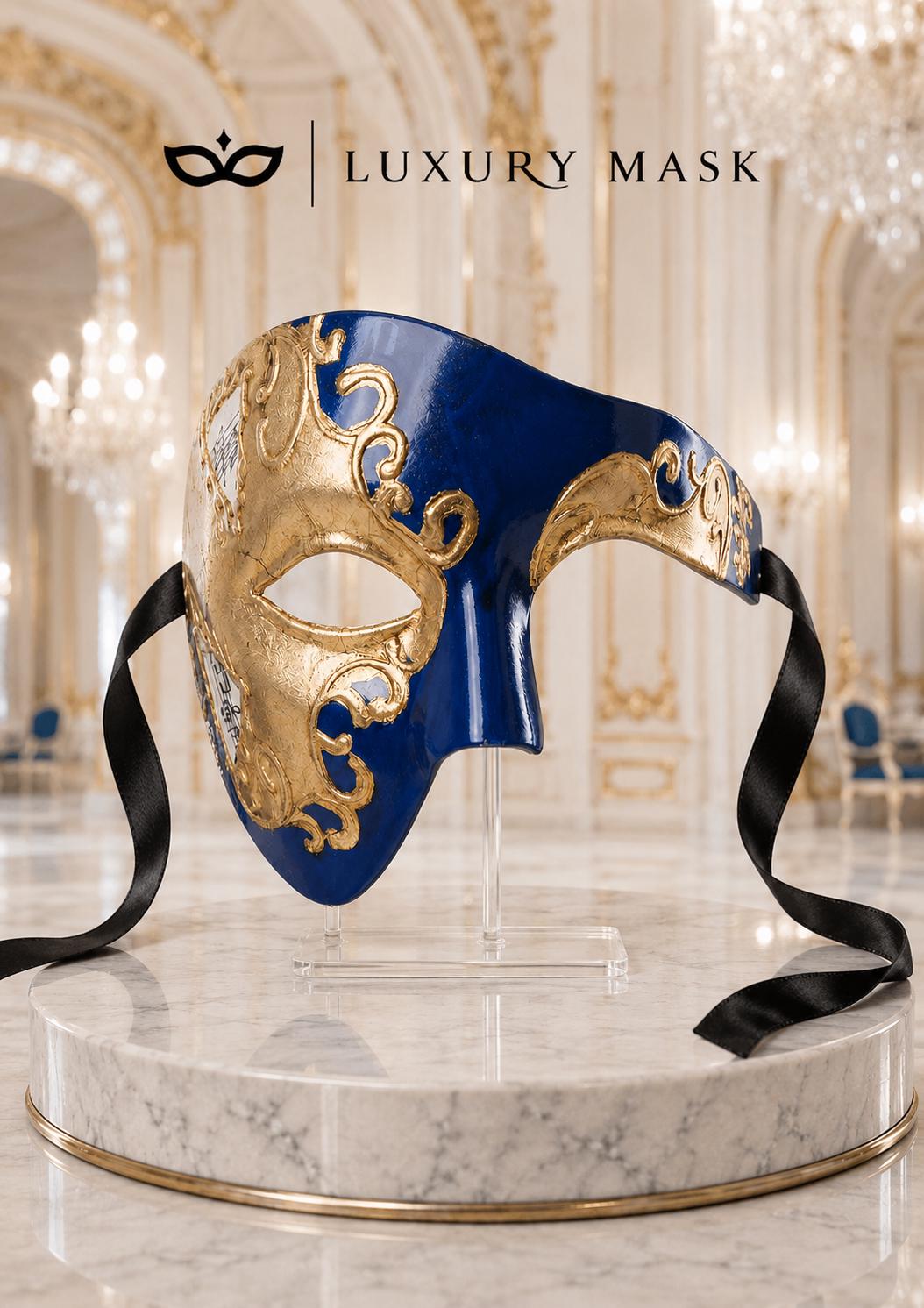 Blue Gold Masquerade Mask
