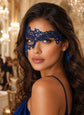 Blue lace masquerade mask for women product view 3