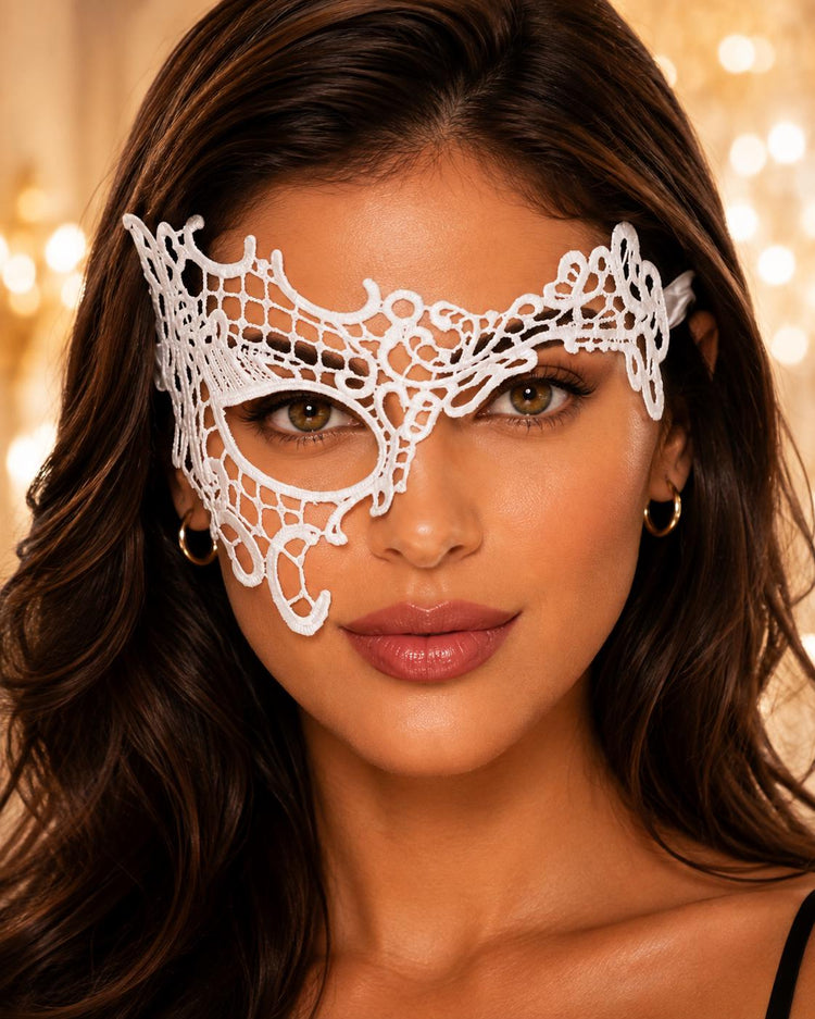 White lace masquerade mask for women