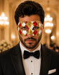 Red & Gold Checkered Venetian Masquerade Mask for Men