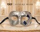 Antique Blue & Silver Venetian Masquerade Mask for Men