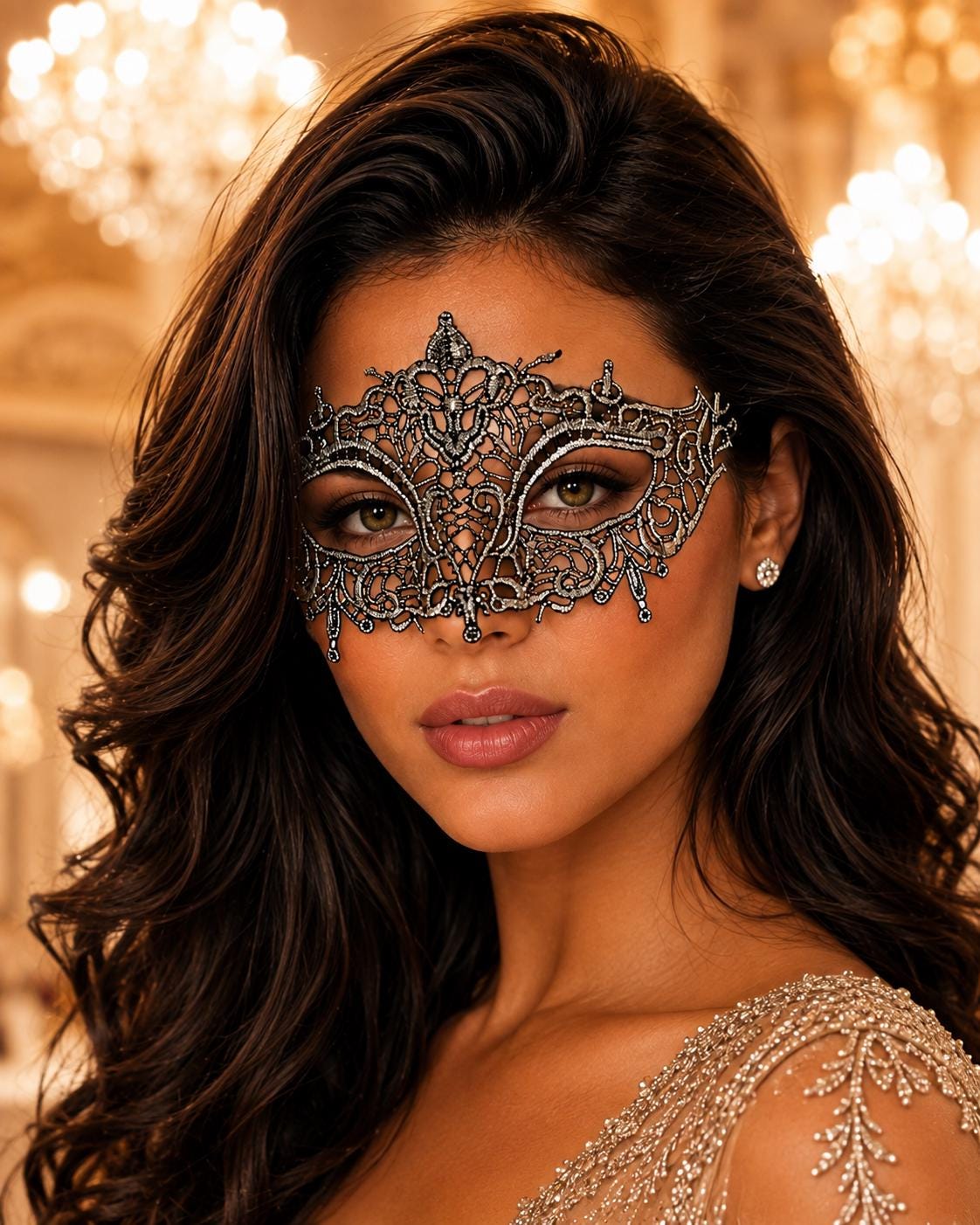 Silver Lace Face Mask