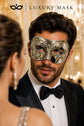 Antique Silver & Black Phantom Masquerade Mask for Men