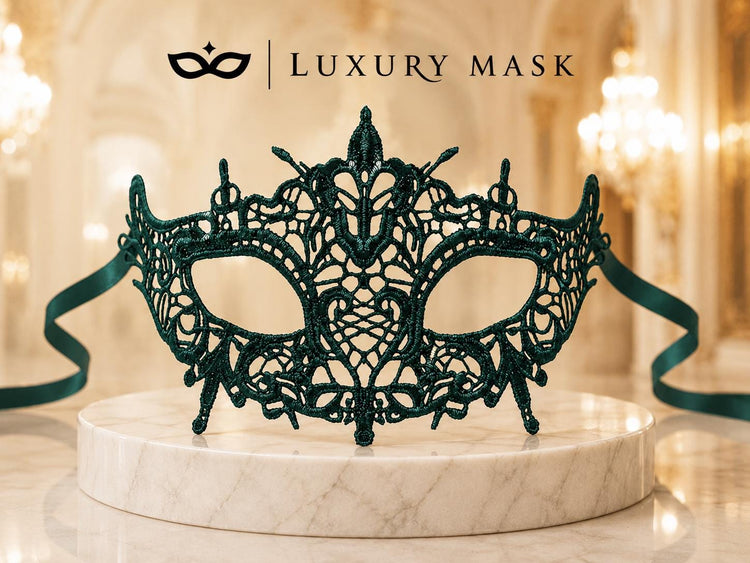 Green Lace Masquerade Mask for Women – Belle
