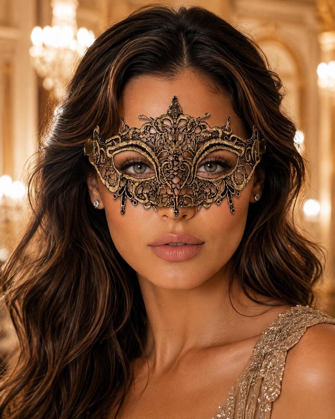 Gold Lace Masquerade Mask for Women – Belle