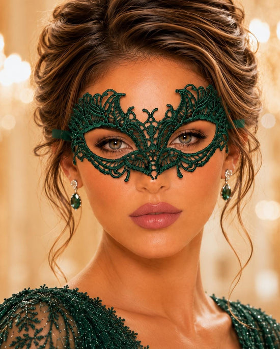 Green Lace Masquerade Mask for Women – Aria