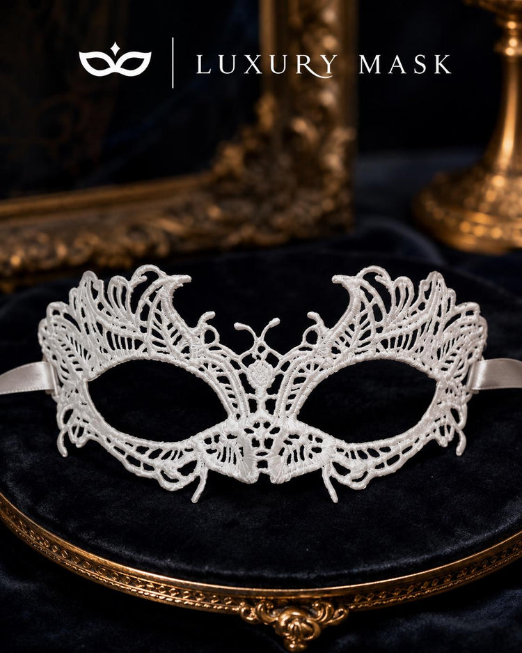 White Lace Masquerade Mask for Women – Aria