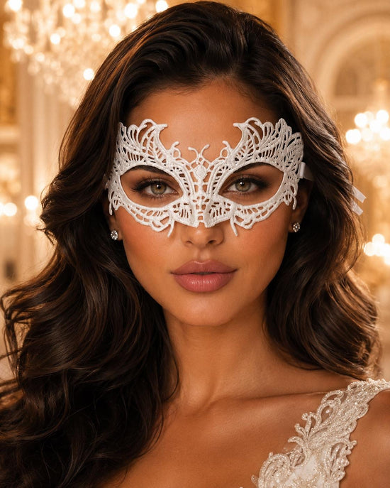 White Lace Masquerade Mask for Women – Aria