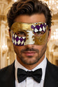 Purple & Gold Half Checkered Venetian Mask for Men