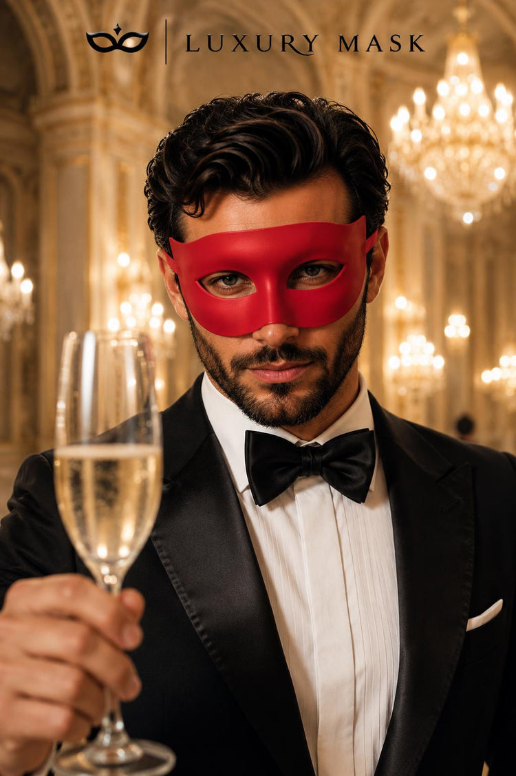 Red Classic Venetian Masquerade Mask for Men