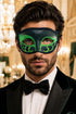 Black & Green Antique Venetian Masquerade Mask for Men