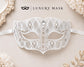 White Diamond Laser Cut Venetian Mask for Men with Clear Stones