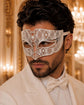 White Diamond Laser Cut Venetian Mask for Men