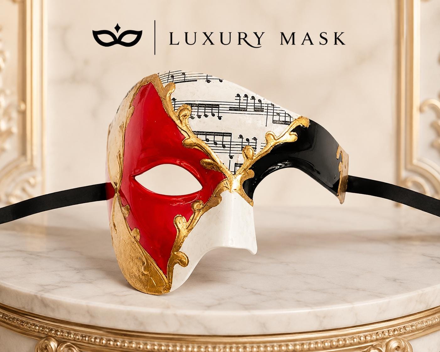 Red & Gold Phantom of the Opera Mask for Men
